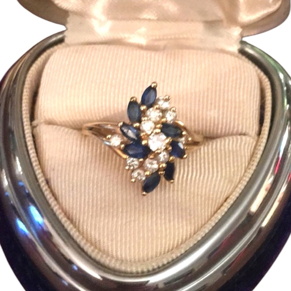 14k Diamond & Sapphire cocktail ring w/Appraisal cluster